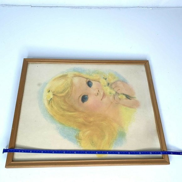 Vintage 1960s Northern Bathroom Toilet Tissue Pale Gold Print Girl Framed - Picture 10 of 10